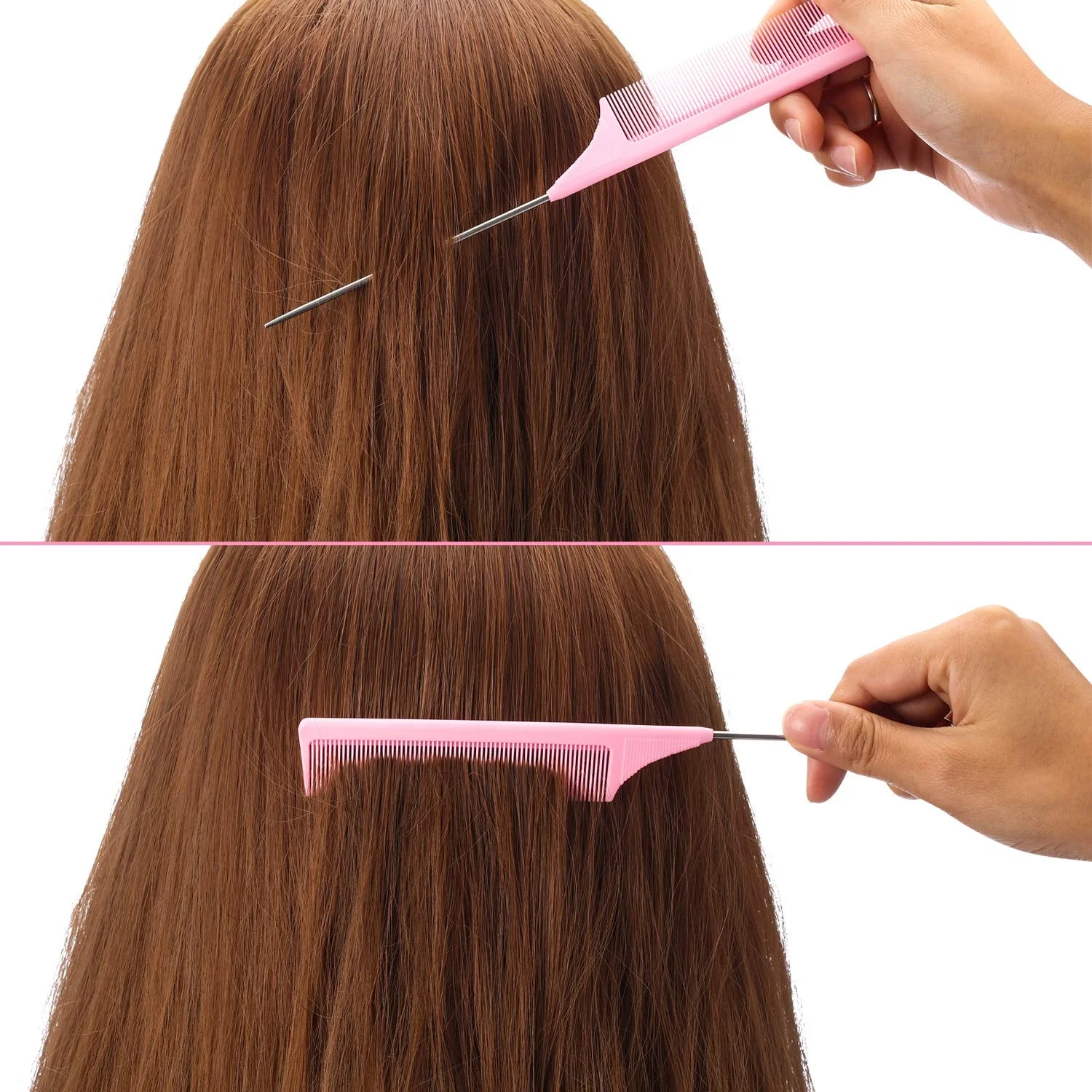wholesale salon hairdressing custom logo stainless steel rat tail carbon fiber comb