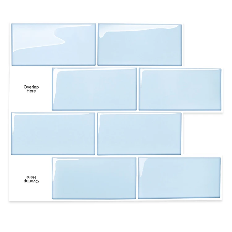 Blue Subway Tile Decoration Peel and Stick mcm Flexible Wall Tile Adhesive Tiles for Wall