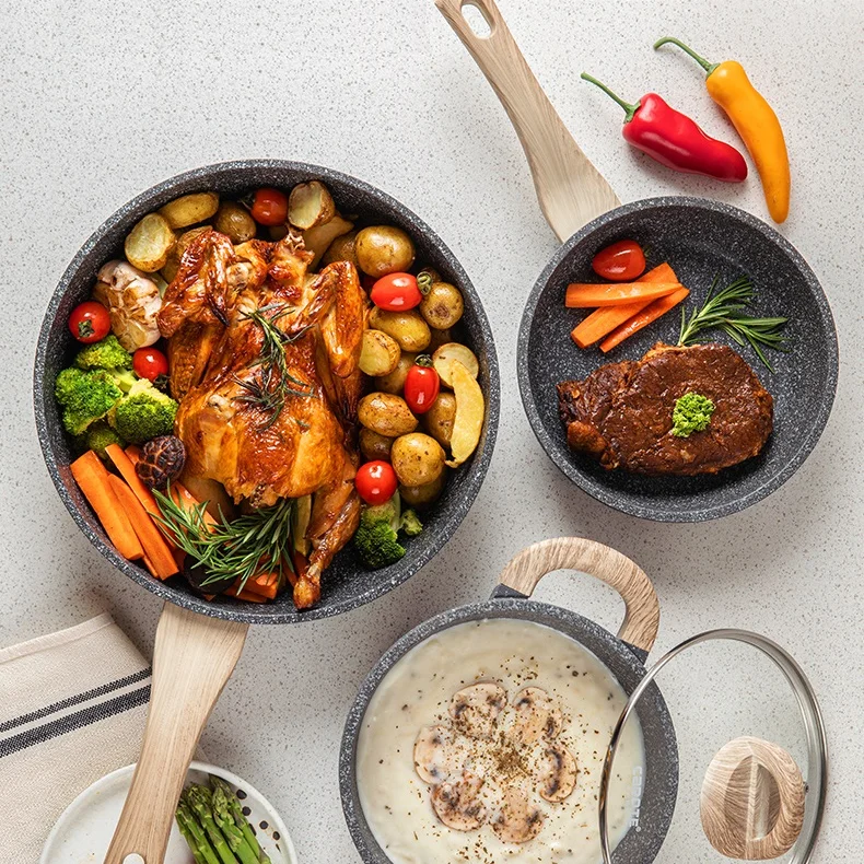 Die Cast Aluminum Frying Pan Casserole Sets Nonstick Granite Coating Cookware Sets Cooking Pans And Pots