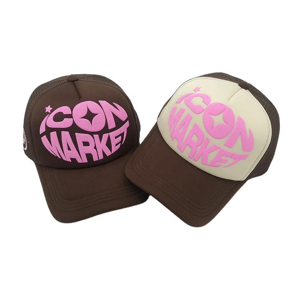 Factory Printed Logo Custom Foam Trucker Cap Professional Custom Colorful Mesh Puff Print Trucker Hat