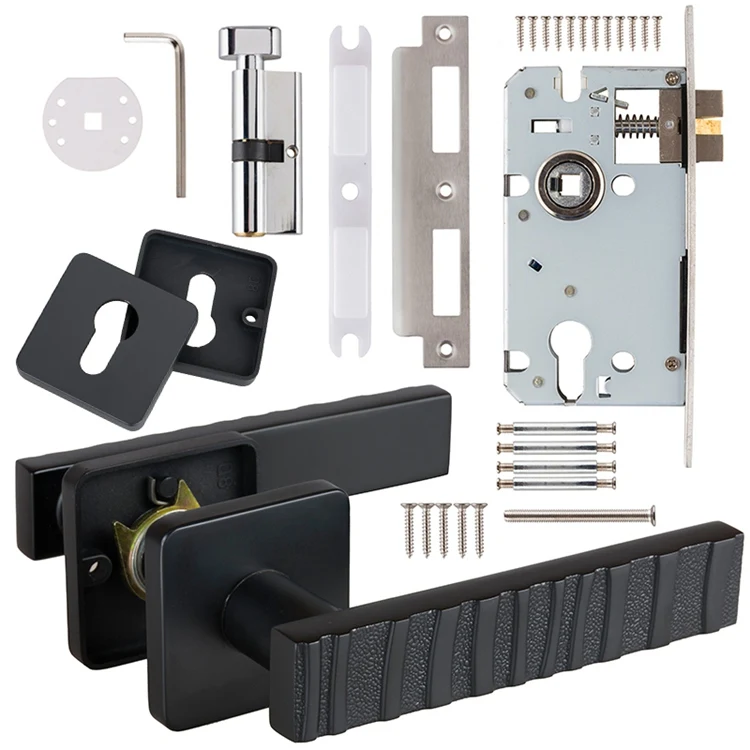 Modern Customizable Door Handle Factory Good Quality Black Security  Door Lock Handle