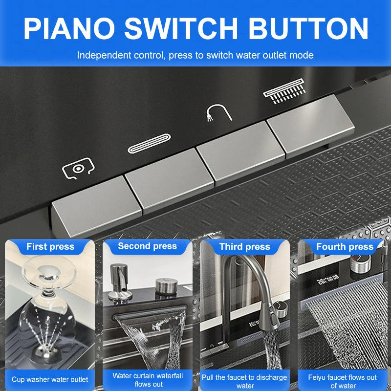 Discount Electronic Digital Kitchen Sink Touch Panel Cup Washer Kitchen Sink