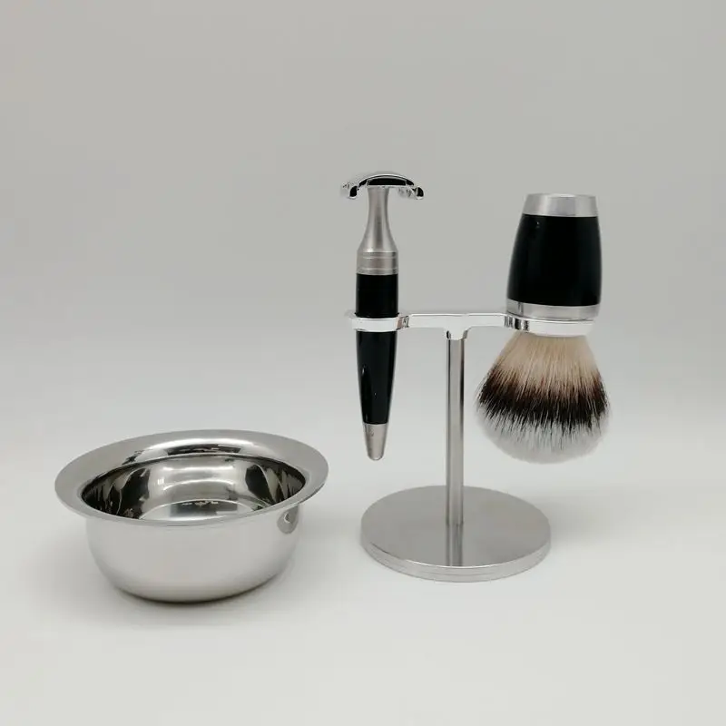 Рождественский подарок, кисть для бритья из барсука, безопасная бритва из нержавеющей стали с узлами и держателем, набор мужских кистей для бритья