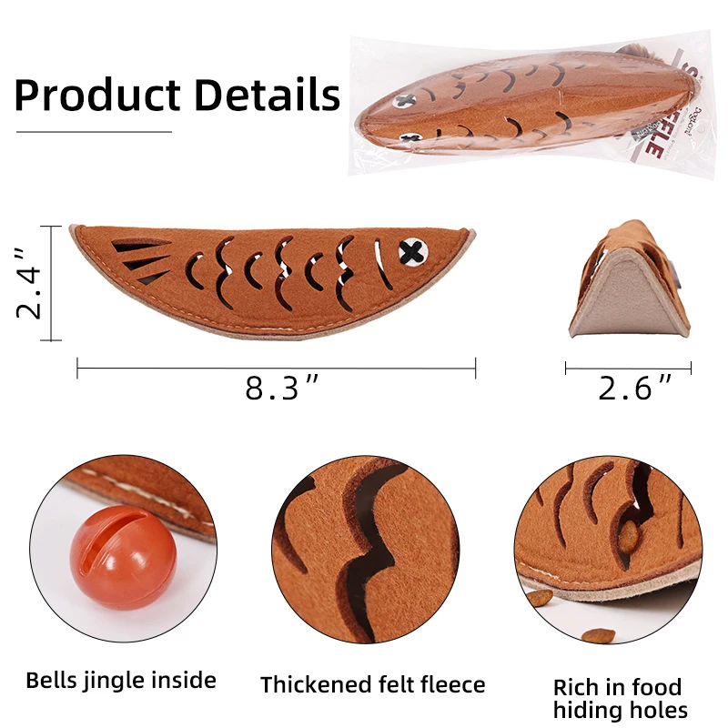 Roast Fish Shape eco friendly thicken felt fleece interactive dog pet puzzle chew toys