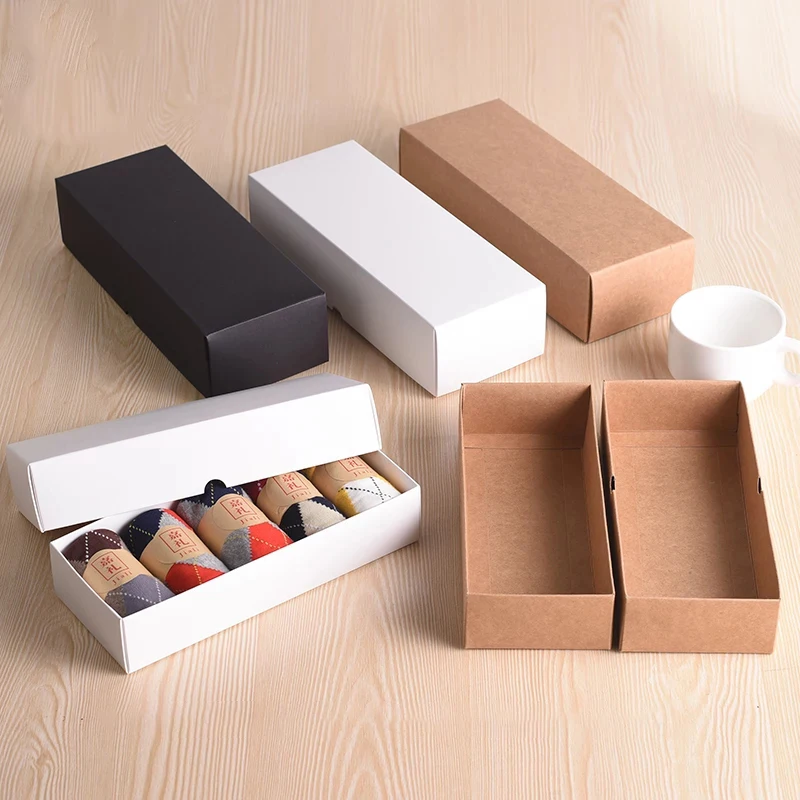 High quality printed custom prime branded packing sock packaging , folded printing 350g kraft paper boxes with lid