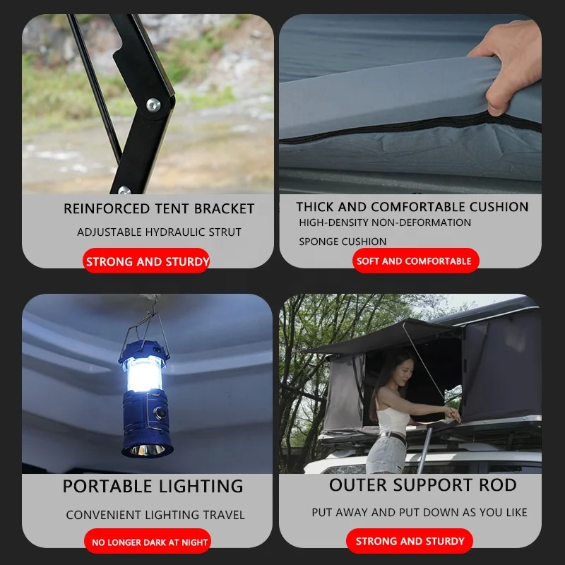 2021 Eco-Friendly Double Layers Waterproof 4X4 Folding Camping Hard Shell Car Roof Top Rooftop Tent