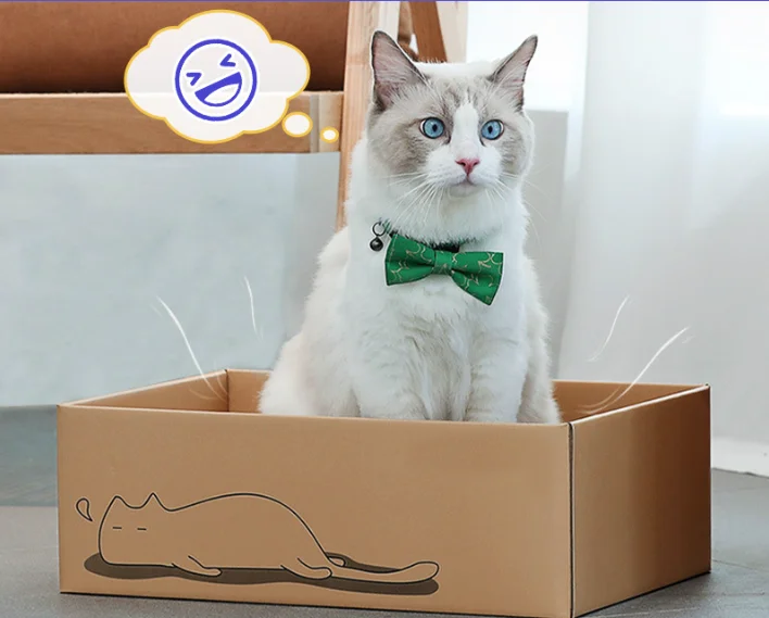 Cat Scratcher with Box 5 PCS Reversible Cat Scratch Pad Corrugated Scratching Bed for Indoor Kitty 5 in 1 Replacement Cardboard