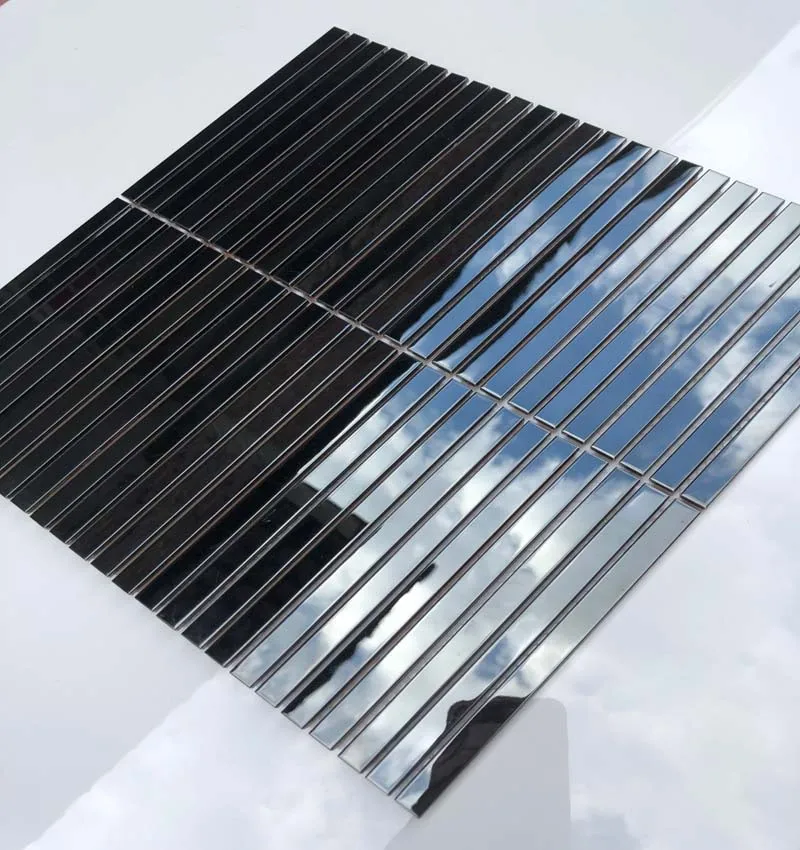 Interior Wall Panel PVD Color Hairline Mirror Mosaic Tile Rose Gold Stainless Steel Sale Cross Decor Sea Training Item Style