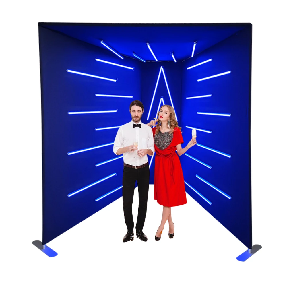 7ft Fashion Design Custom Logo Changing Led Vogue Enclosure Backdrop Aluminum Frame Tension Fabric Display Vogue Booth Enclosure