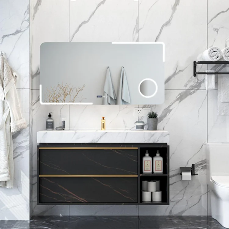 
Modern Luxury Mounted Home Door Smart Led Lights Bathroom Mirror Defogger With Time Temperature Display 