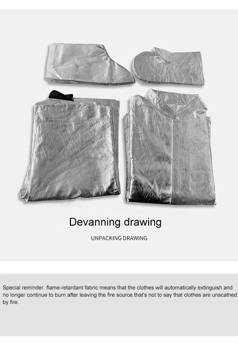 DA OEM High Temperature Resistant Safety Clothing Aluminum Foil Composite Aramid Heat Insulation Suit to 1000 Degrees Celsius