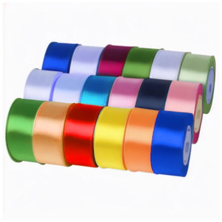 High Quality 100% Polyester Satin Ribbon Customizable Colorful Gift Ribbon Wholesale from China Roll Shape Logo Pattern Weddings