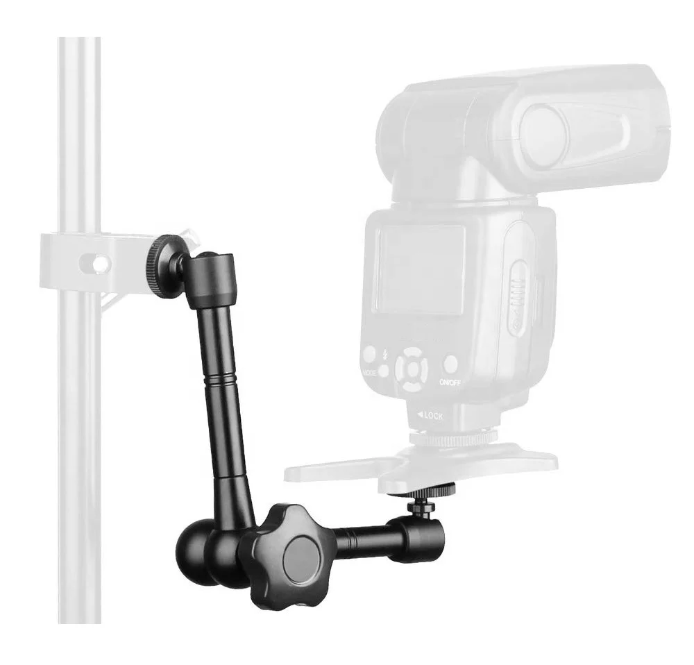 20inch Aluminum Articulating Friction Magic Arm Super Crab Clamp with Hot Shoe for LED Light Rig LCD Monitor Flash DSLR Camera