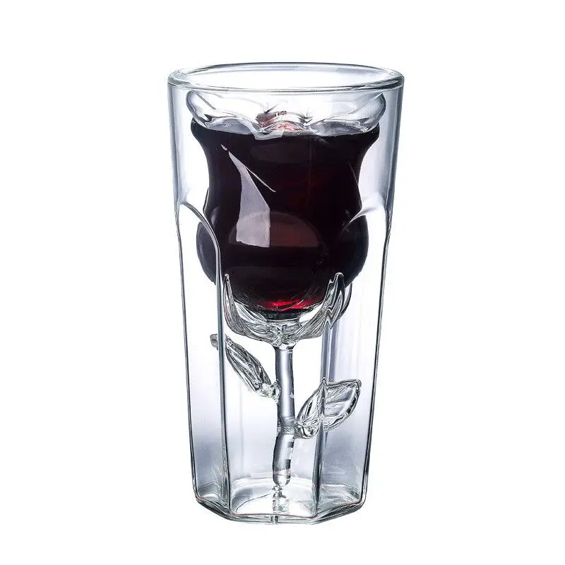 Highly cost-effective mug high borosilicate glass glass mug Rose Cup Double Layer Cup for kitchen