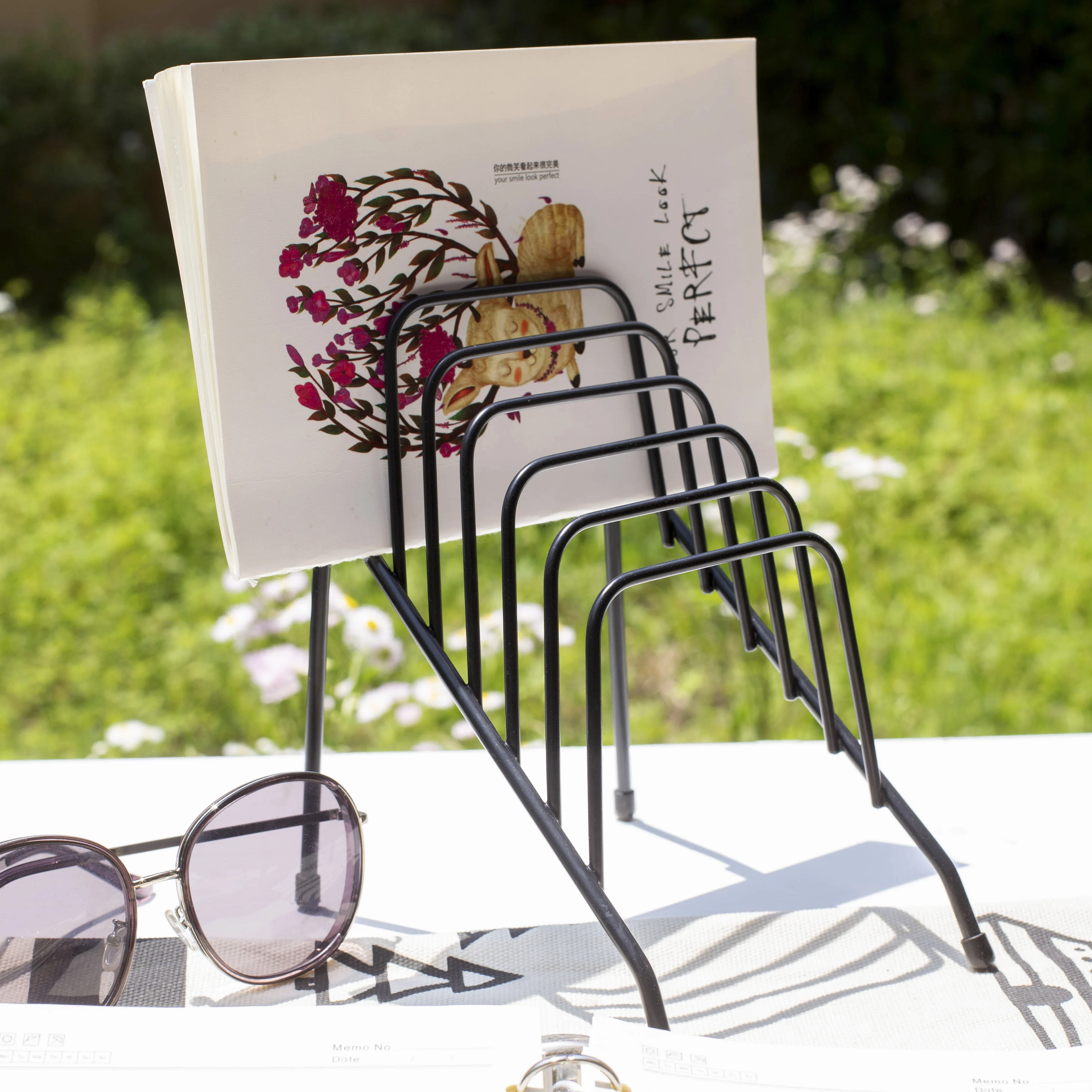 Настольный органайзер для файлов/современный стиль, 6 ячеек, проволочный держатель/стол для офиса, дома, настольная черная металлическая стойка для фотоброшюр, почтовых заметок