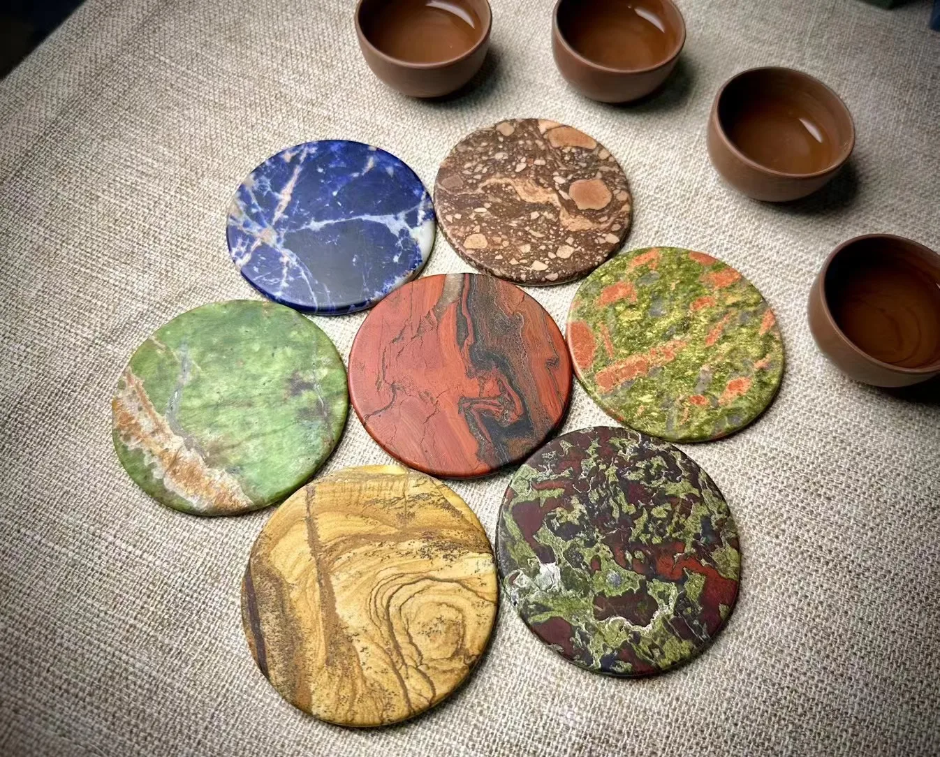 GOLDTOP OEM/ODM Wholesale Custom Marmol High End Decorative Stone hotel Crafts red blue green set marble Coaster