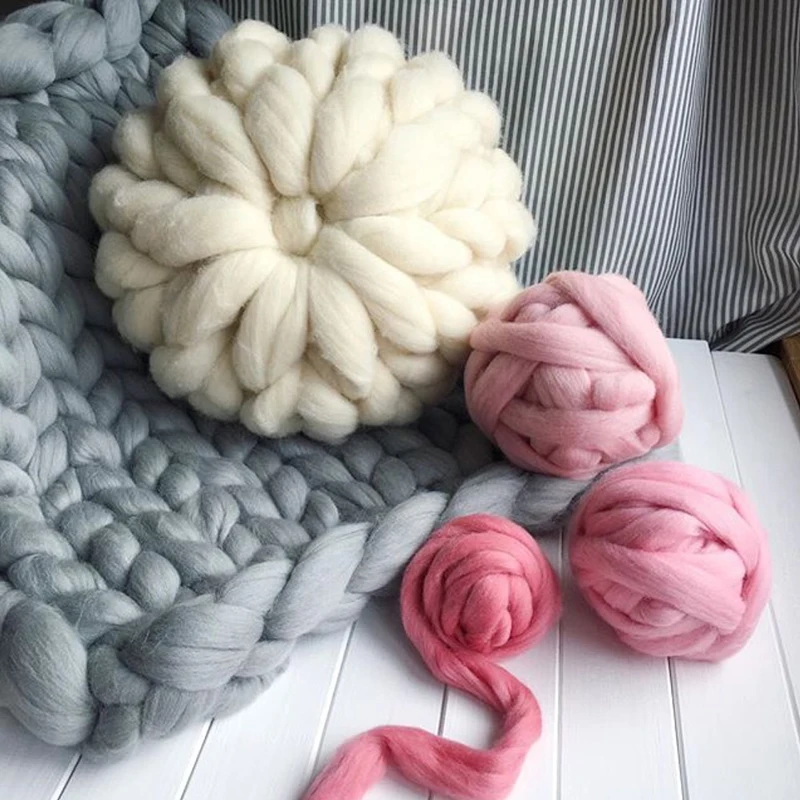Super Chunky Merino Knitting Yarn Wool Hand Knitting Yarn Can Knit Blanket Scarf  Pet etc.