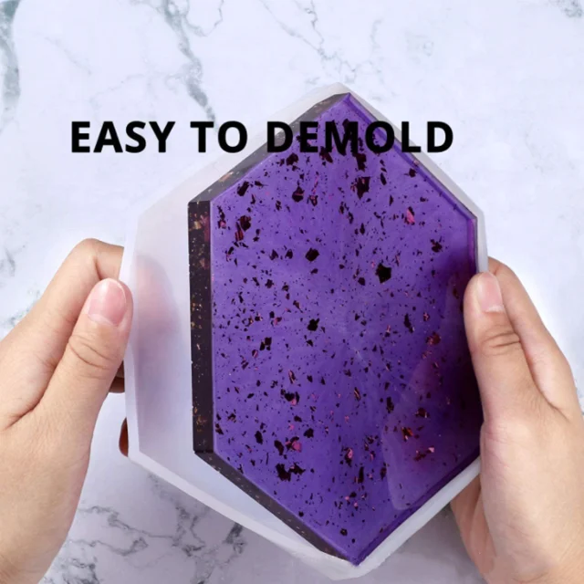 DLR135 Wholesale  7*2.8cm High mirror table decoration epoxy glue mold octagon coaster silicone epoxy resin molds