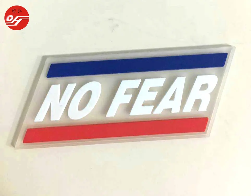 High quality embossed logo transparent PVC rubber patch  PVC rubber 3d patch for clothing