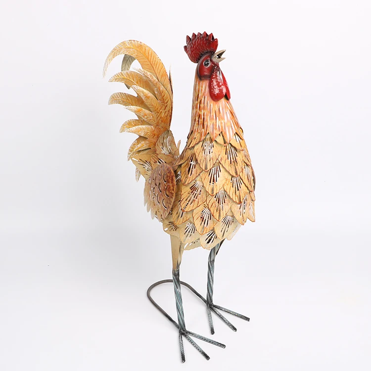 Modern Metal Lifelike Home Decor Animal  Rooster Garden Statue