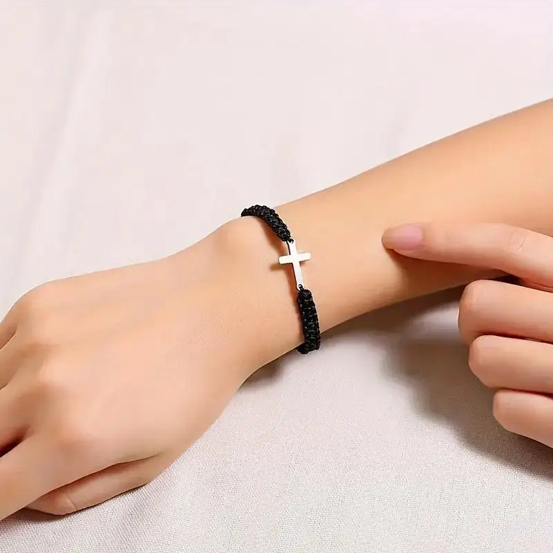 Wholesale Simple Fashion Couple Hand-Woven Gold Cross Thread Bracelets Mens Bracelet Rope Red