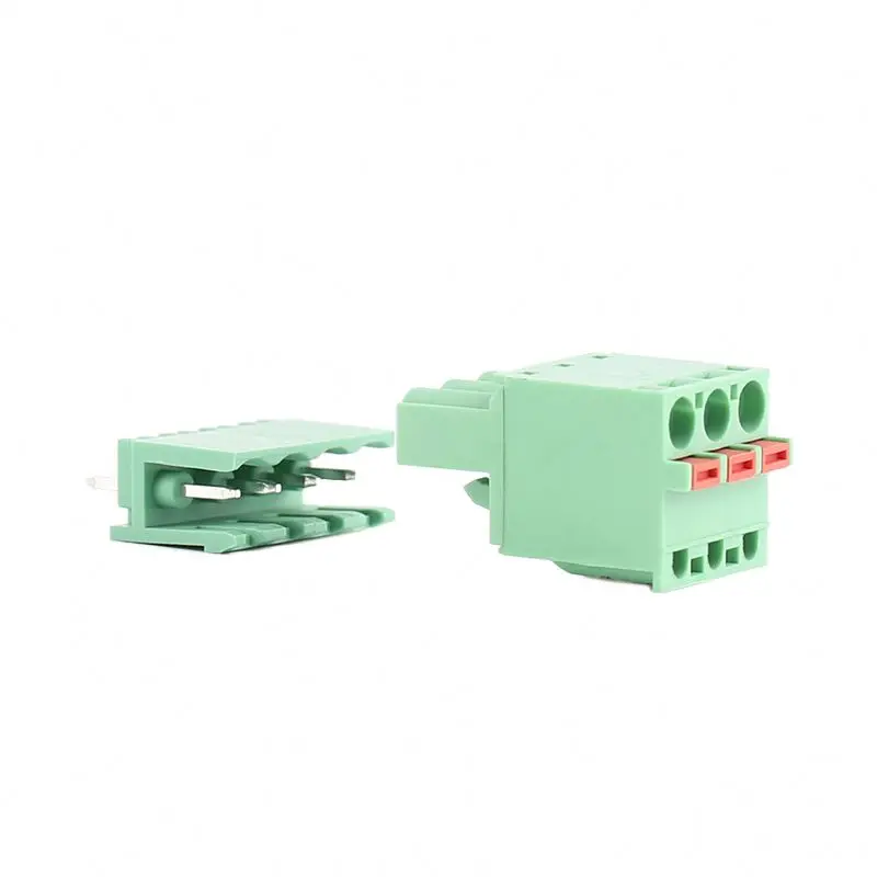Spring loaded terminal blocks 5.00mm stainless steel wire guard screwless pcb terminal block