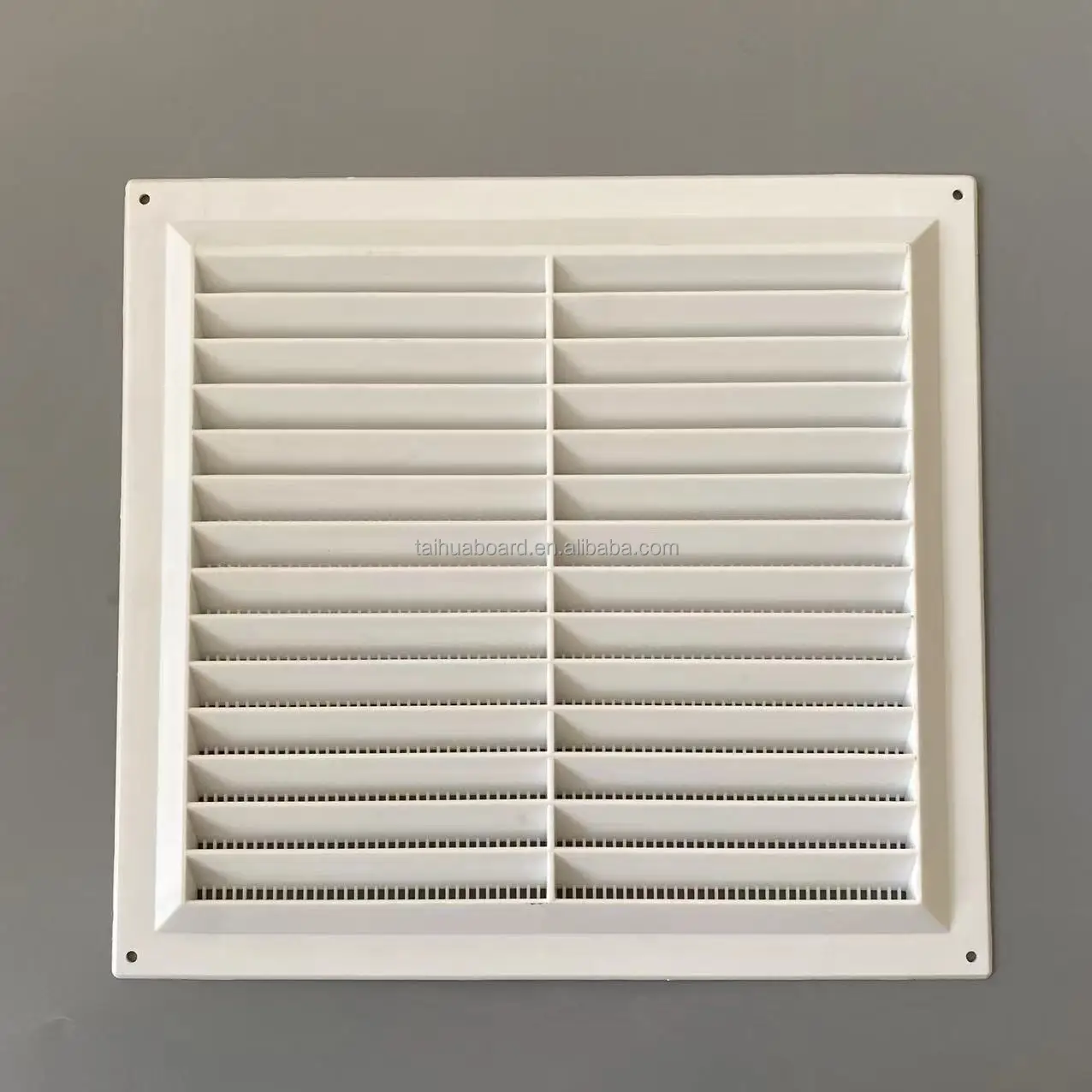 Louvre Vent PVC White 9x9 (225mm x 225mm) Fixed Plastic Grille with Fly Screen
