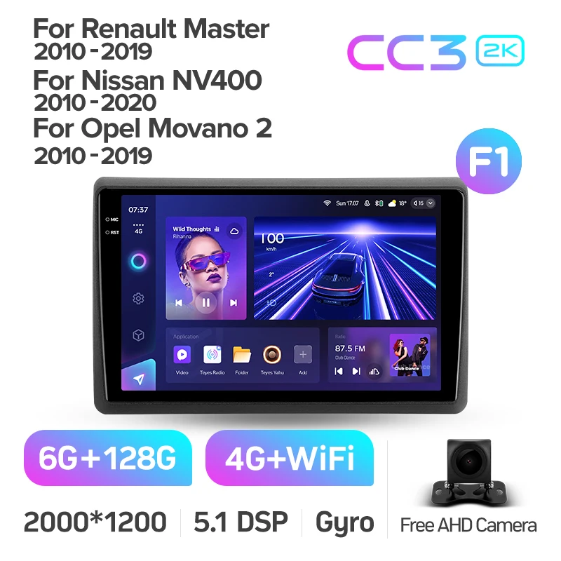 Автомобильный DVD-плеер tyes CC3 2K для Renault Master 2010 - 2019 10-дюймовый автомобильный Радио с камерой Revere