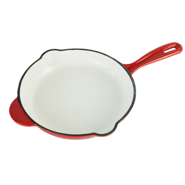 Factory Wholesale ODM Chuihua multifunct NonStick  Round Red color frying pan Cast Iron Enamel Skillet