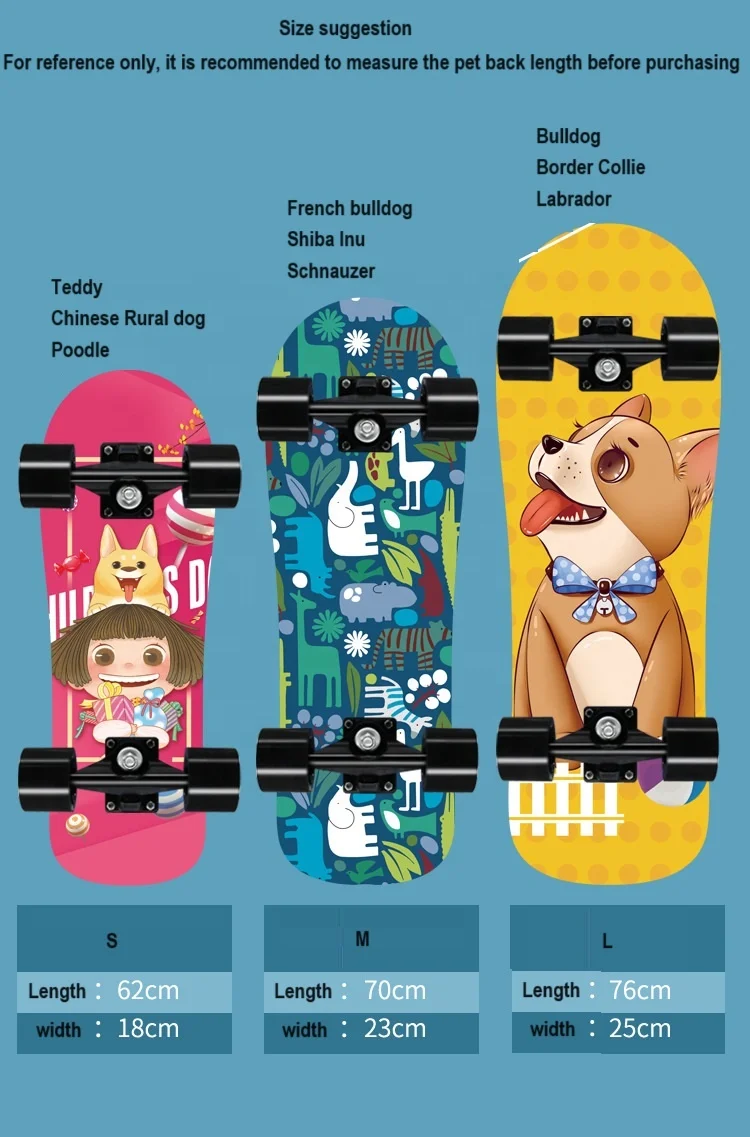 new arrival Pet Skateboard For Dog Cute Pattern With Dog Durable Wood Printed Dog Skateboards