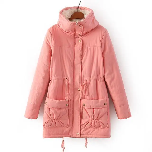 Autumn Winter Warm Jackets Fur Collar Coats Female Long Women Parka