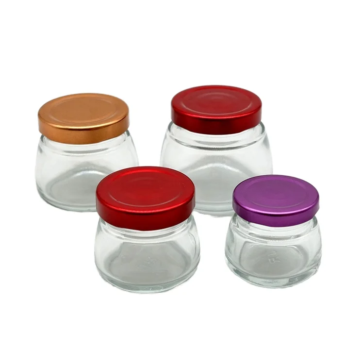 Factory Produced Wholesale Different Sizes Glass Jar 30ml 50ml 75ml 120ml Round Glass Honey Jar Metal Lid