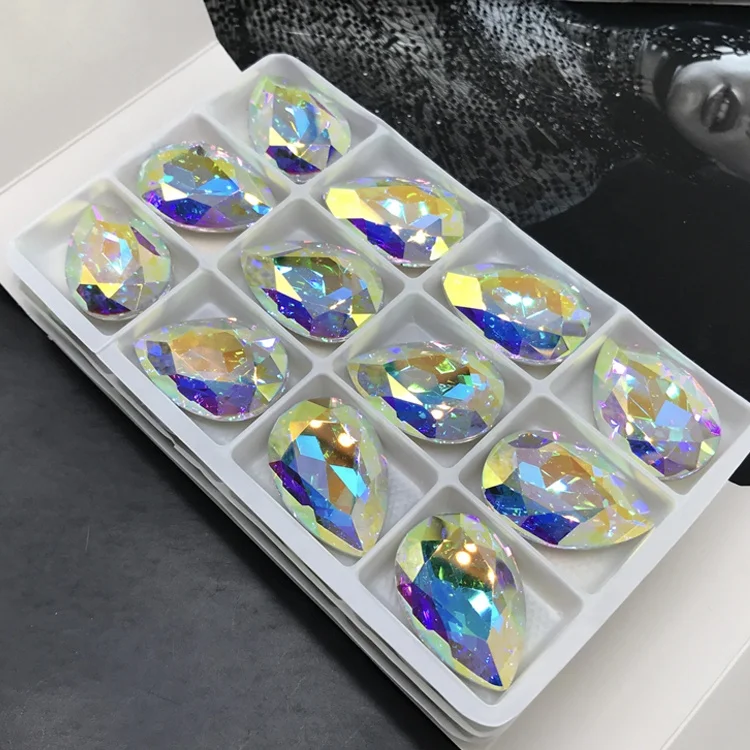 k9 quality 13*18mm fancy glass stones tear drop crystal for jewelry making