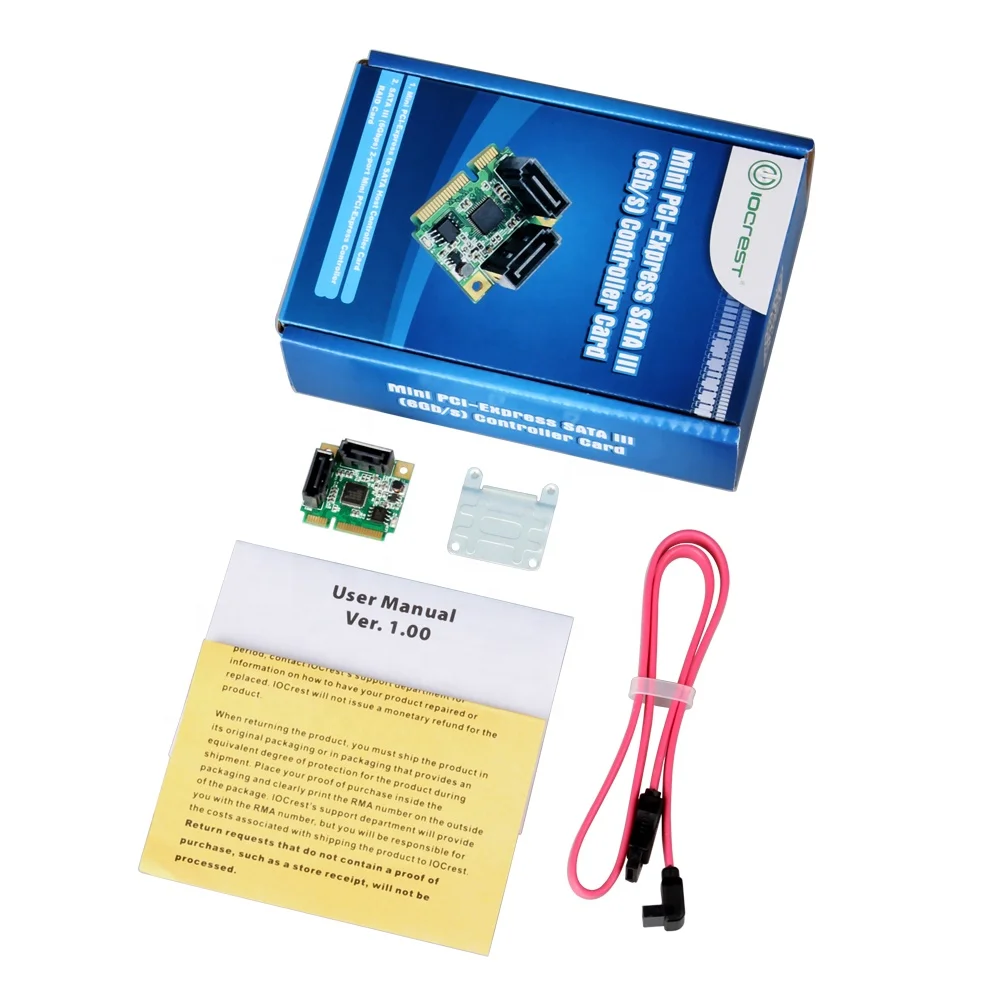Mini PCI-Express to SATA 3.0 Support 6Gb/s 2x Internal Port RAID Controller Card