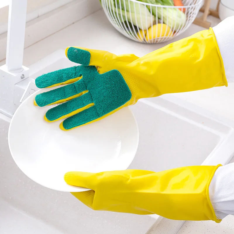 New Clean Latex Household Gloves with Sponge&Souring Pad