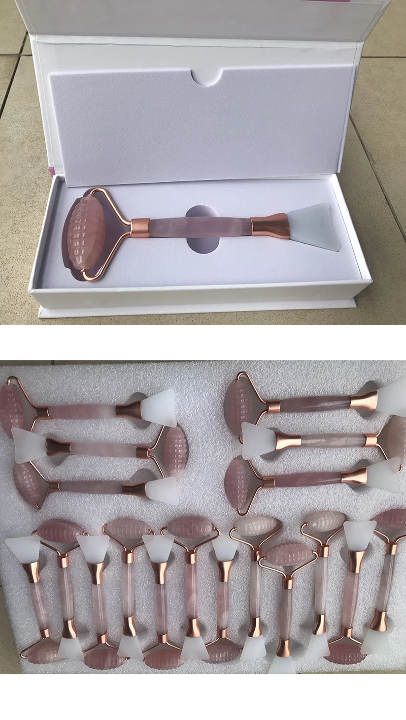 
2020 hot Face mask tools natural pink rose quartz jade roller massager cosmetic facial application silicone face mask brushes 