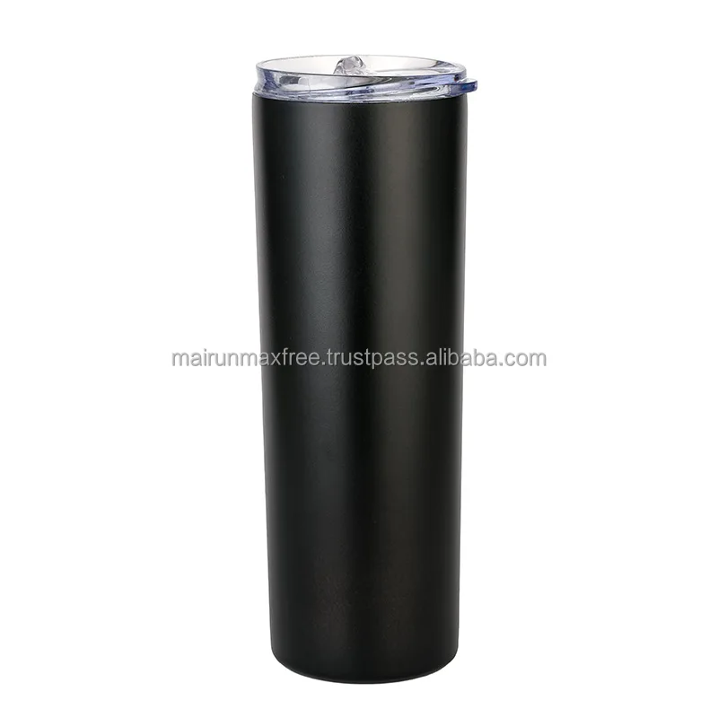 US Warehouse Stainless Steel Insulated Sublimation Mugs 20 Oz Skinny Blank Sublimation Tumblers with straw and lids