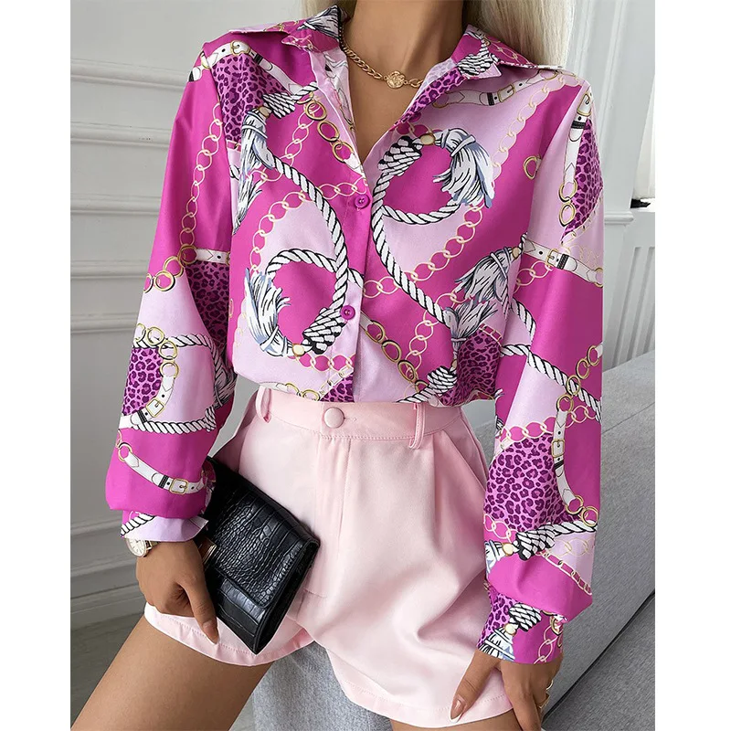 J & H модная роскошная женская одежда 2021 с длинным рукавом принт ткань пуговицы поло топ воротник mujer и шорты элегантные комплекты из 2 частей