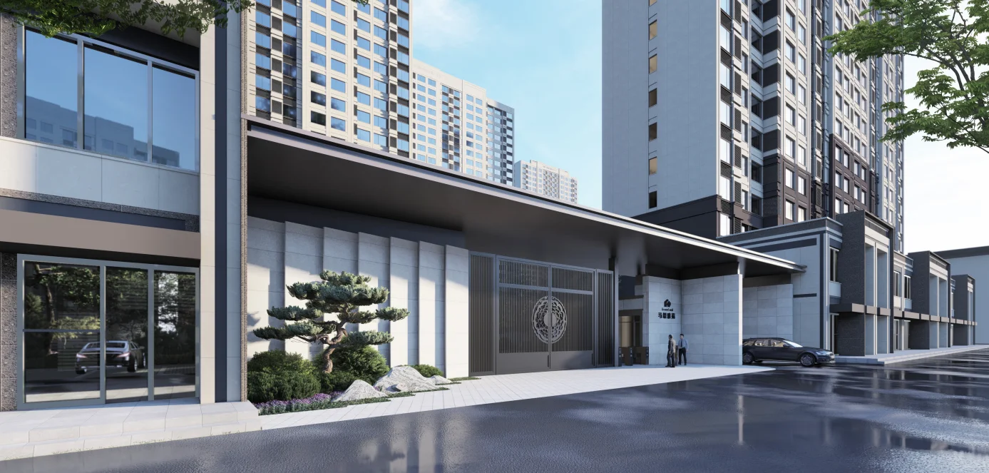 3d building model for building SU model or re-model and rendering for Bank and financial agency by air view and night view