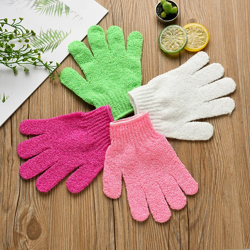 Bath Gloves for Shower Double Sided Nylon Exfoliating Wash Gloves for Body Dead Skin Remover