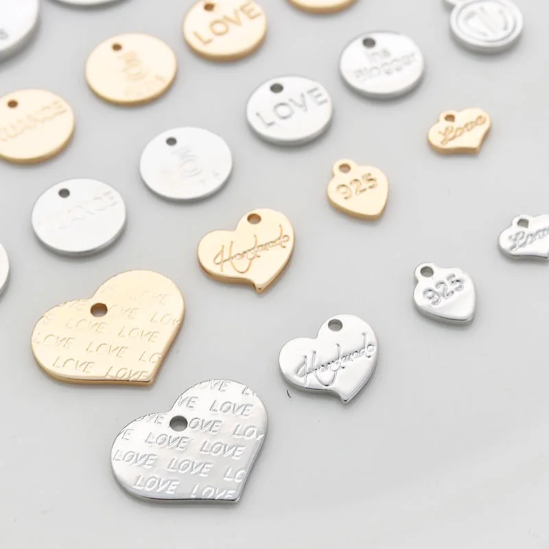 personalized brand name rectangle charm custom made logo engraved silver color charms jewelry name tags for bracelet