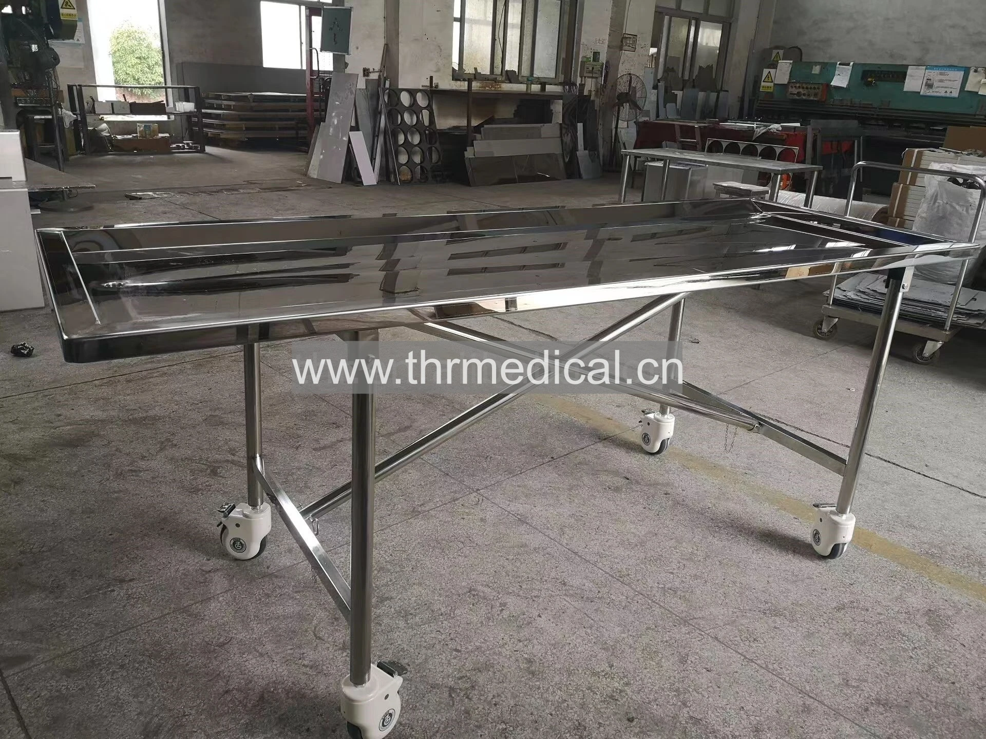 THR-105 Funeral Products Anatomy Room Stainless Steel Movable Mortuary Funeral Embalming Table