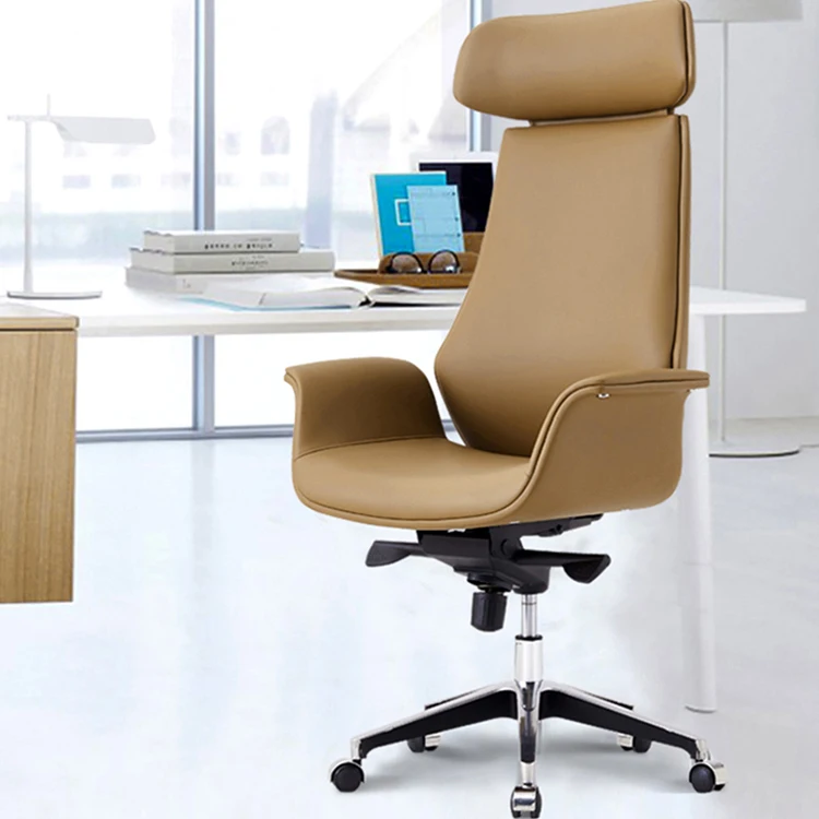 High Back Swivel Ergonomic Metal Frame Executive Adjustable Leather Office Chair