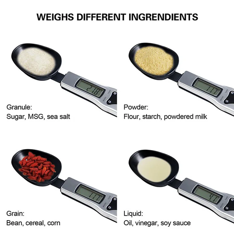 J&R 500g 0.1g High Precision Digital Kitchen Food Weighing Scale with 3 Measuring Spoons