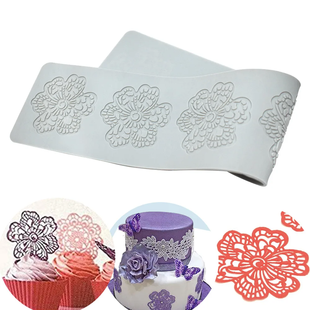 New Coral Shaped Lace Mat Cushion Fondant Silicone Mold Kitchen Accessories Baking Tool Cake Decoration Impression Mat