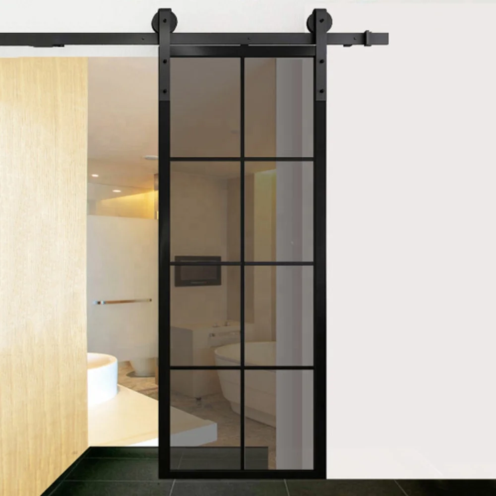 Modern Exterior Wrought Iron Sliding Barn Door Design Entry Wrought Iron Door With Glass