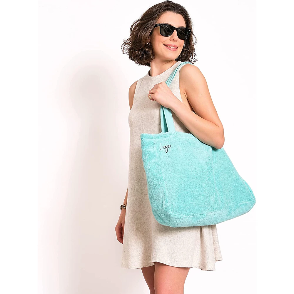 Custom Beach style New collection terry cloth handbags towel fabric beach bag, terry beach bag, towelling beach bag