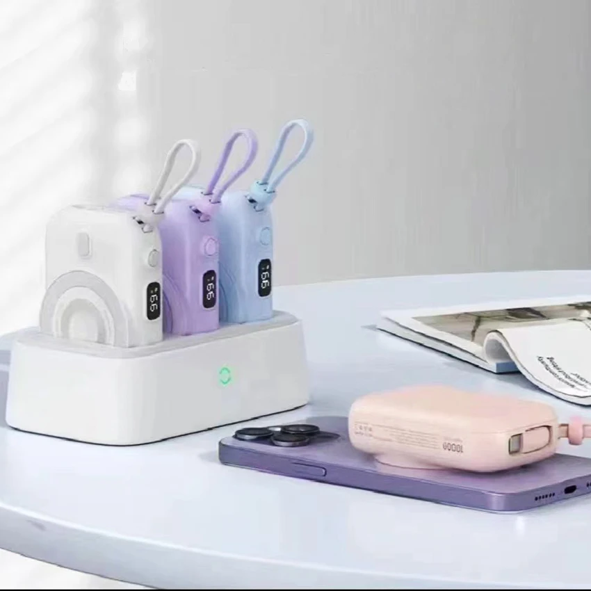 2024 New Shared Powerbank with Charging Stand Fast Charging Mini Slim Power Bank Portable 10000mAh Wireless Magnetic Powerbanks