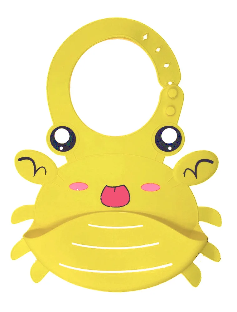 original newborn Cartoon Crab Stereo Silicone Baby Bib and Disposable Baby Saliva  Pocket Waterproof Food Grade Silicone Bib Designed baby custom