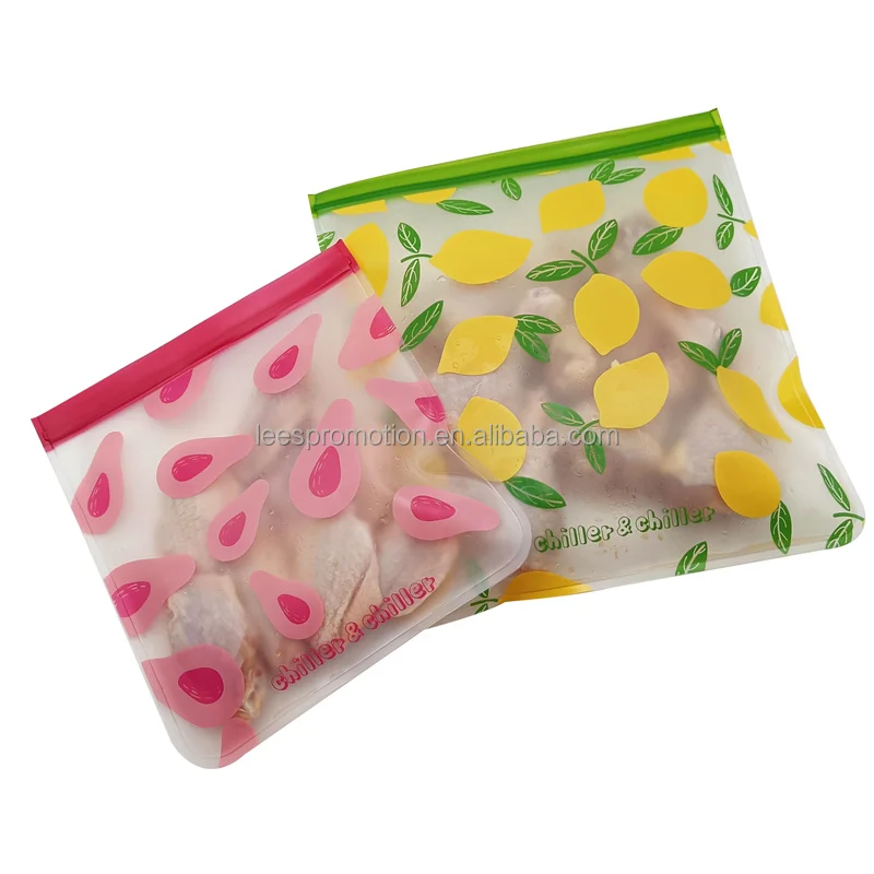 Food Grade Thick Reusable Freezer Ziplock PEVA Plastic Sandwiches Snack Ziplock Storage Bags